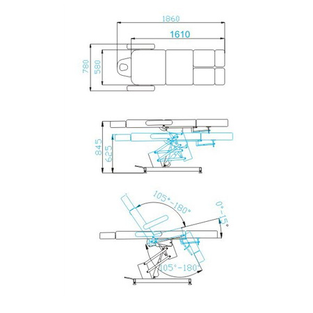 Fotel kosmetyczny elektr. Azzurro 706 pedi 1 siln. biały