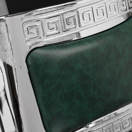 Gabbiano fotel barberski President Zielony z chromowaną ramą