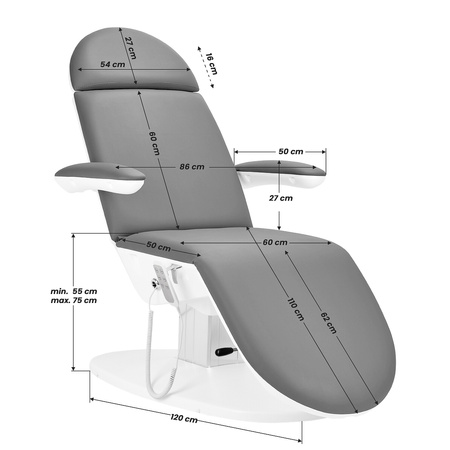 Fotel kosmetyczny elektryczny 2240K Eclipse 3 siln. szary z kołyską