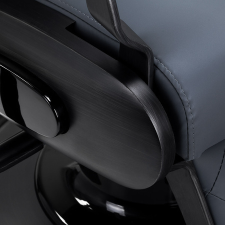 Gabbiano Fotel barberski Francesco grafitowy z czarną szczotkowaną ramą