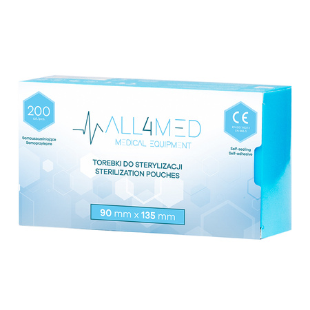 All4med torebki do sterylizacji w autoklawie 90 mm x 135 mm 200 szt.