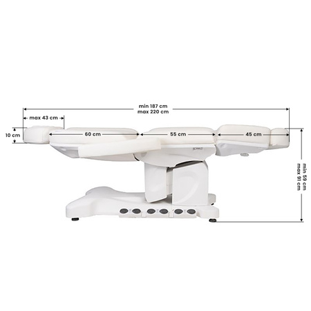 Fotel kosmetyczny elektr. Azzurro 708B Exclusive 4 siln. podgrzewany