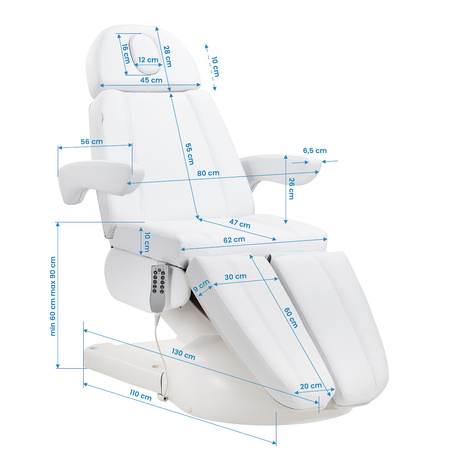 Fotel kosmetyczny Azzurro Lux pedi 5m biały