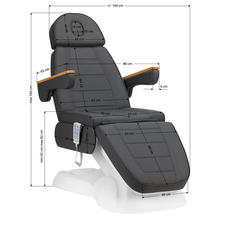 Fotel kosmetyczny elektryczny SILLON Lux 273b 3sil. 2 gat. szary